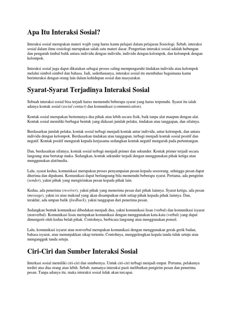 Apa Itu Interaksi Sosial | PDF