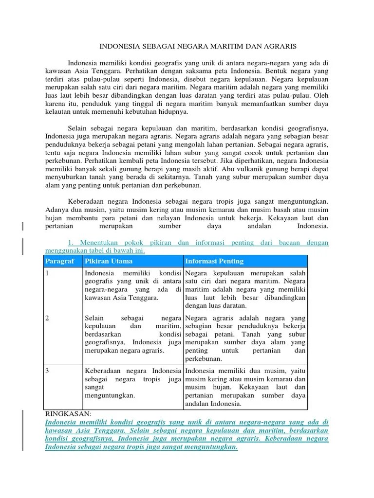 Indonesia Sebagai Negara Maritim Dan Agraris | PDF