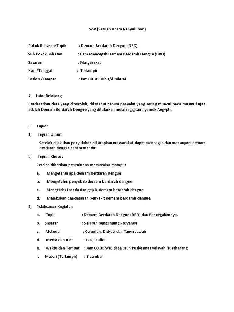 SAP Penyuluhan DBD | PDF