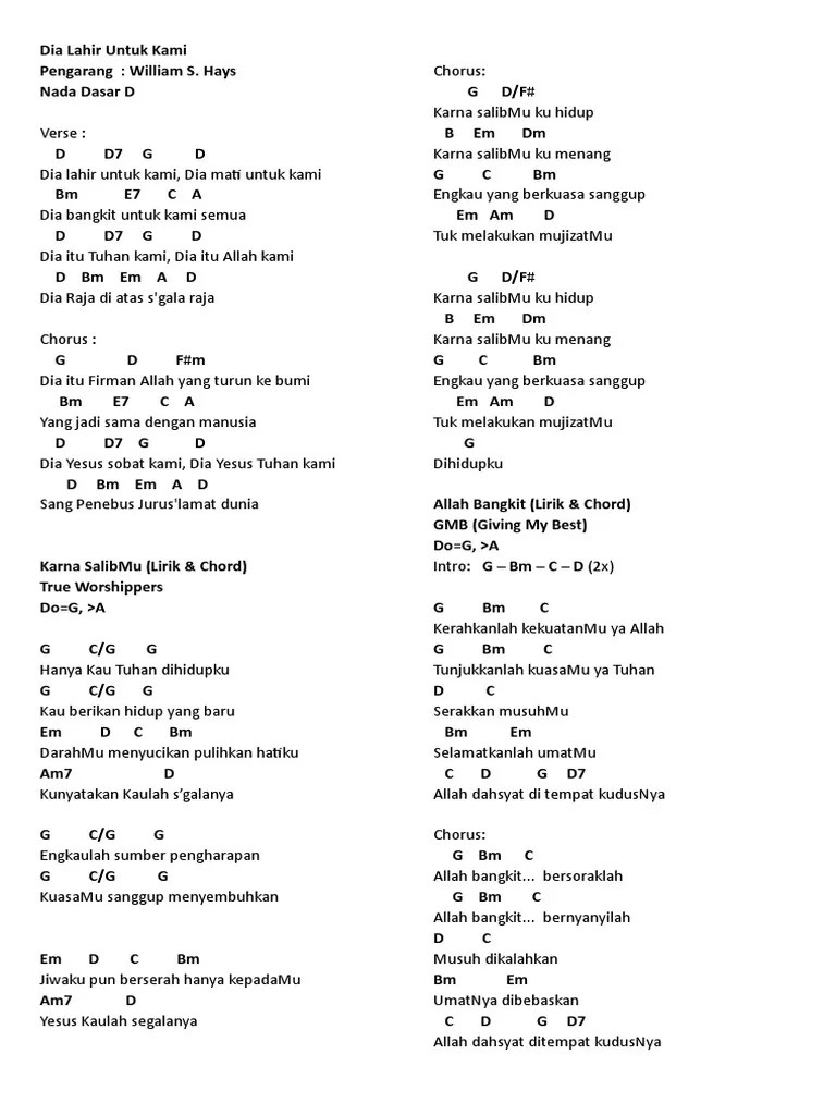 Chord Lagu Perayaan Paskah 6 April'19 | PDF