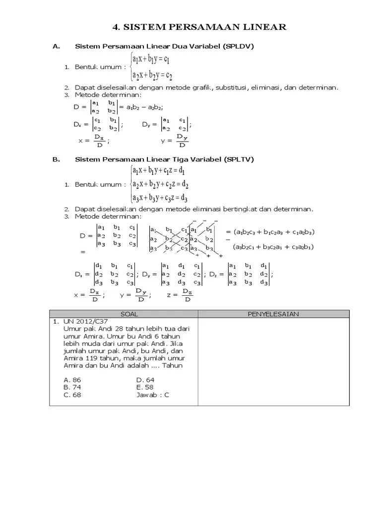 Sisitem Persamaan Linear | PDF