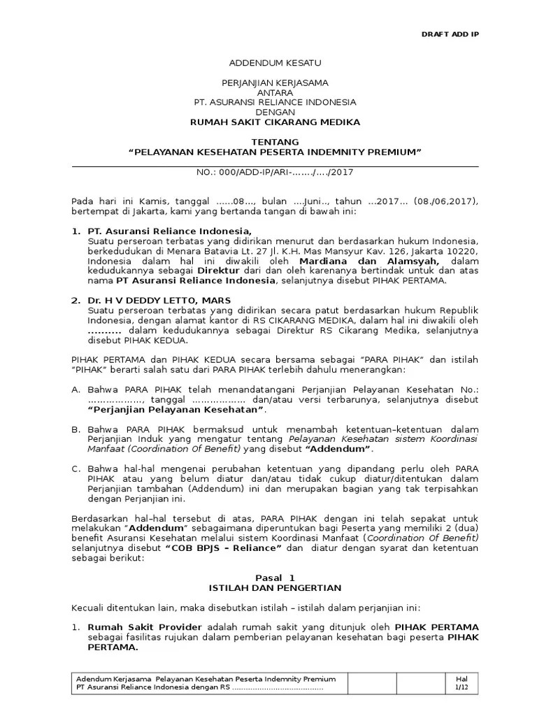 Draft Addendum Pks Peserta Ip - 1705.v.6 | PDF