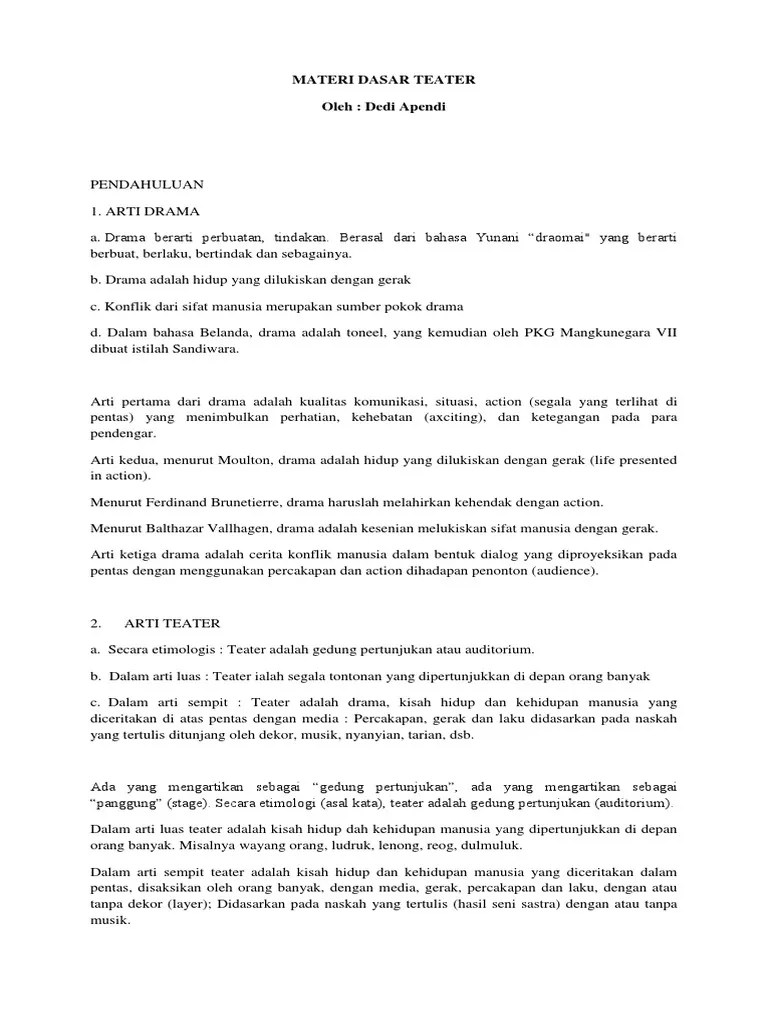 Materi Dasar Teater Pemula | PDF