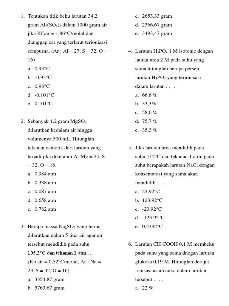 Soal Sifat Koligatif | PDF