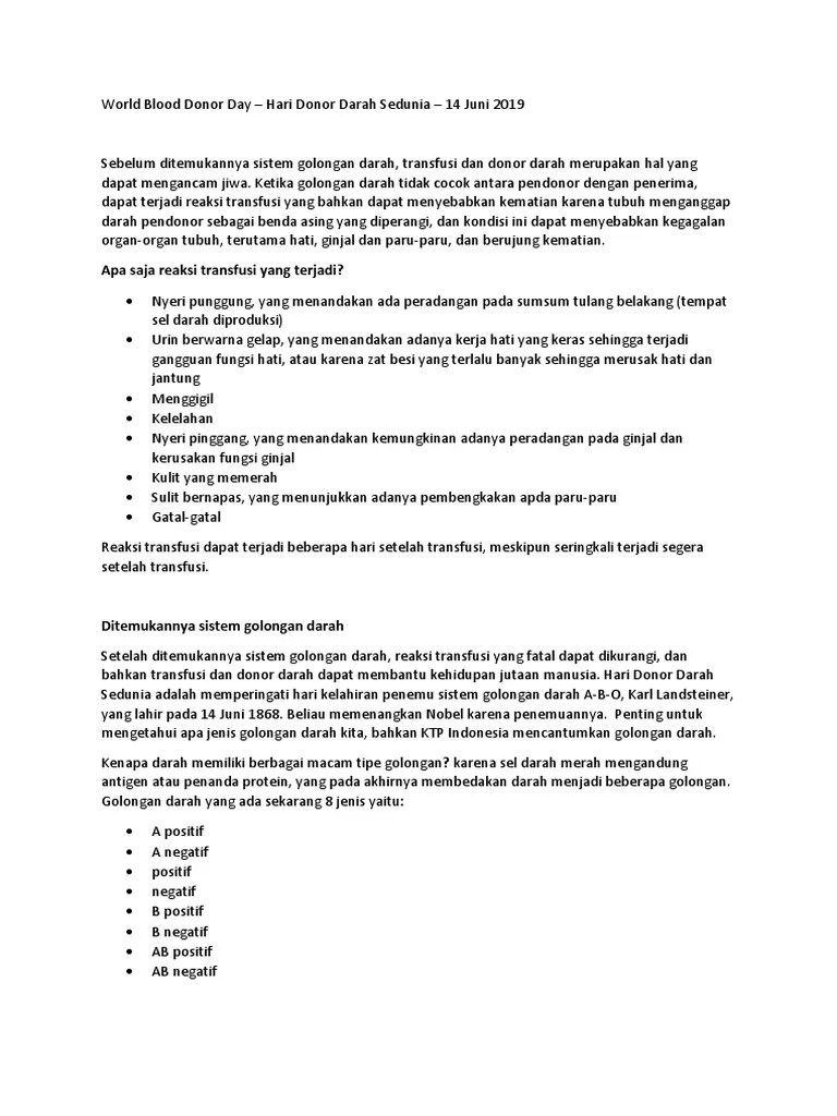 World Blood Donor Day | PDF