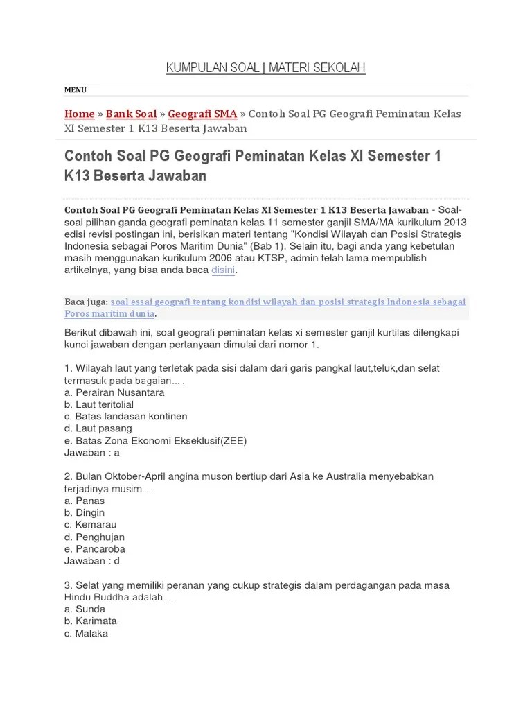 Soal Poros Maritim Kelas Xi – Nasi