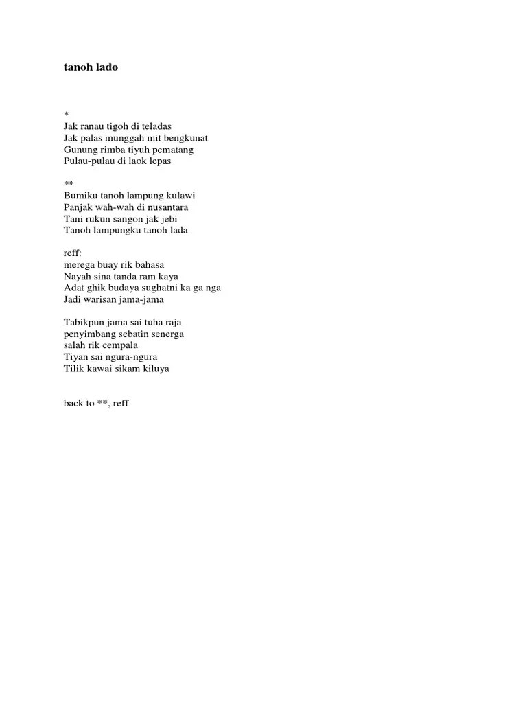 Tanoh Lado Lirik