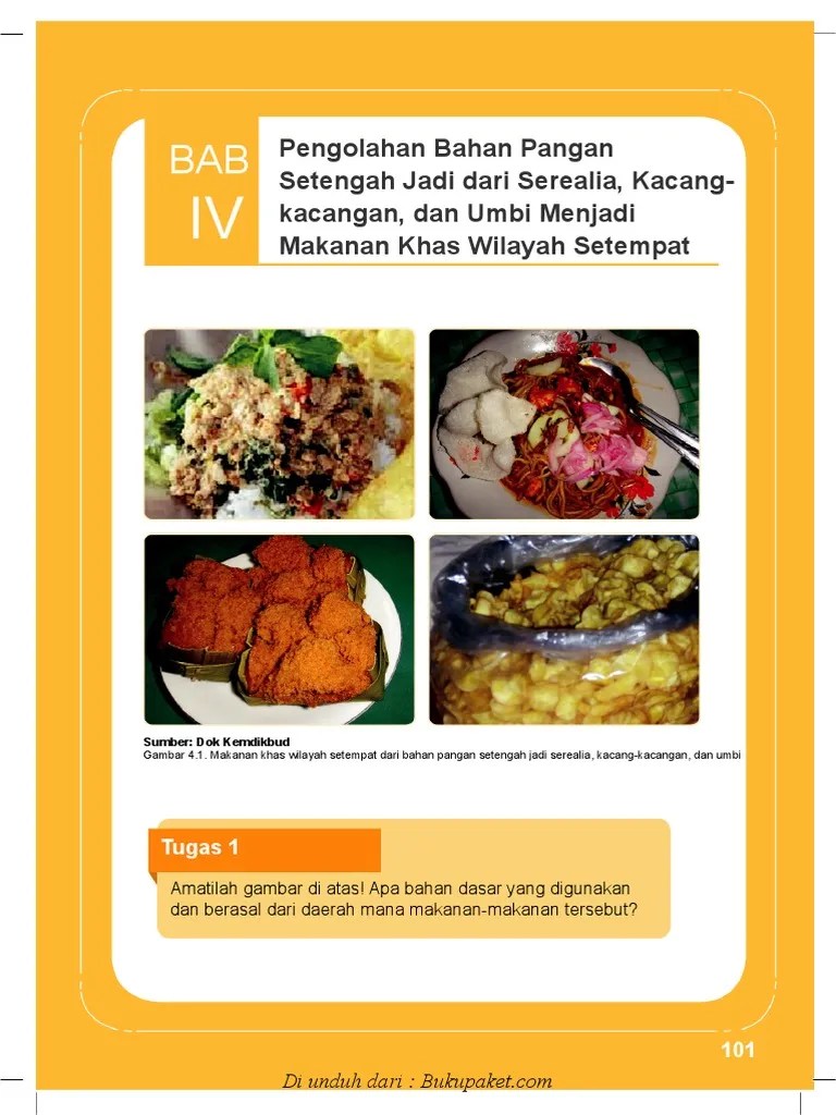 Bab 4 Pengolahan Bahan Pangan Setengah Jadi Dari Serealia, Kacang-Kangan,  Dan Umbi Menjasi Makanan Khas Wilayah Setempat | PDF