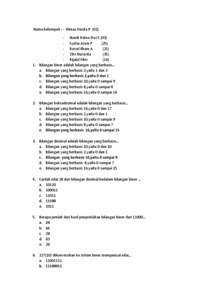 Bilangan Biner Adalah Bilangan Yang Berbasis | PDF