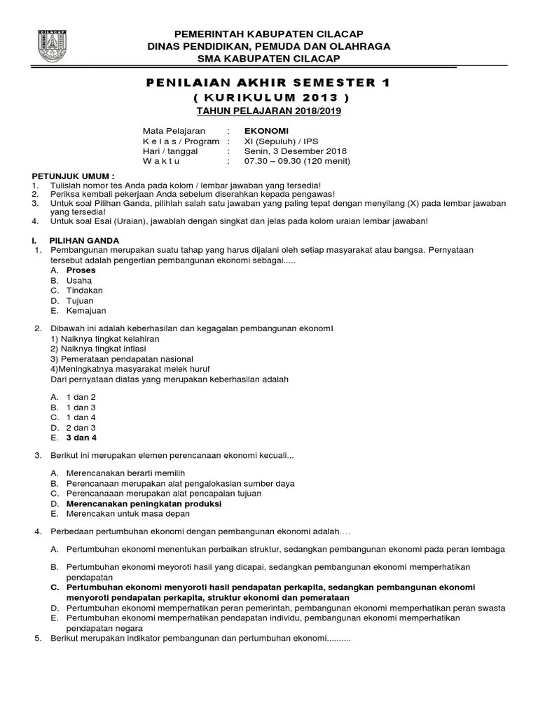 Soal Pas Kelas Xi k13 Dan Kunci | PDF