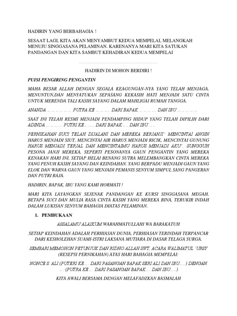 Puisi Pengiring Pengantin: 1. Pembukaan | PDF