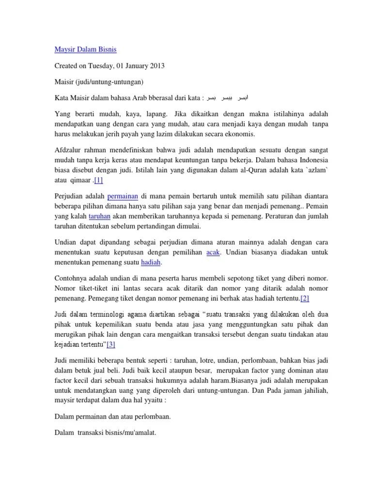 Maysir Dalam Bisnis | PDF