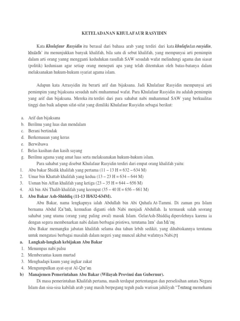 Keteladanan Khulafaur Rasyidin | PDF