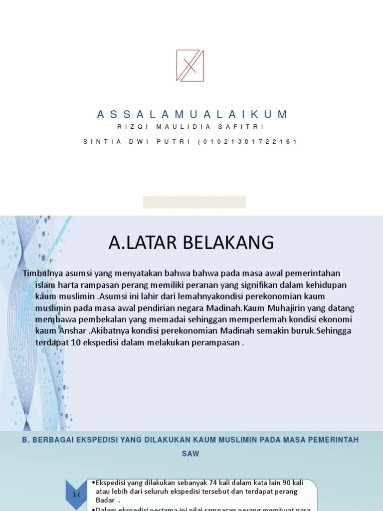 Sejarah Pemikiran Ekonomi Islam Peranan Harta Rampasan Perang | PDF