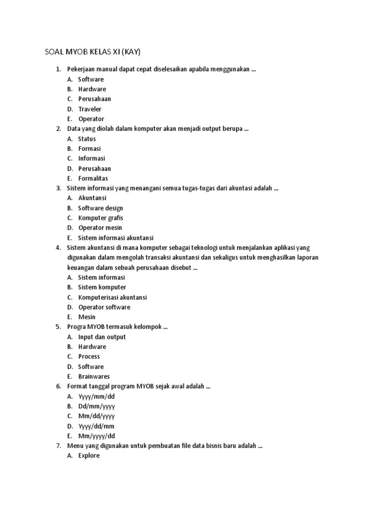 Soal Myob Kelas Xi | PDF