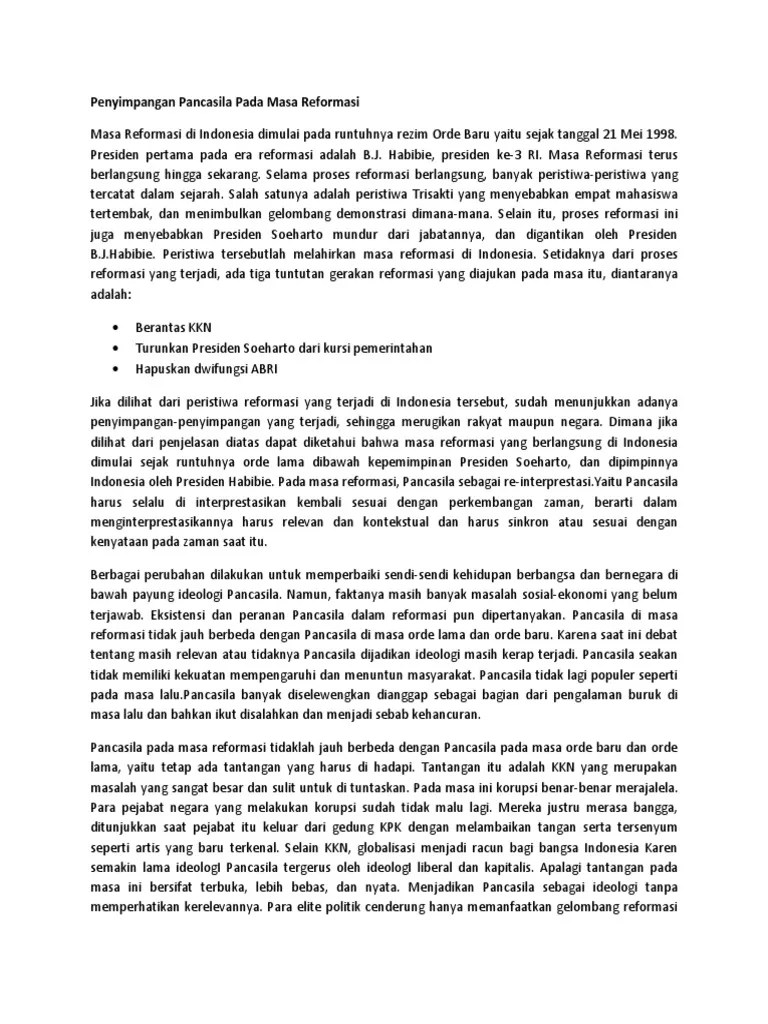 Masa Reformasi Di Indonesia Ditandai Dengan