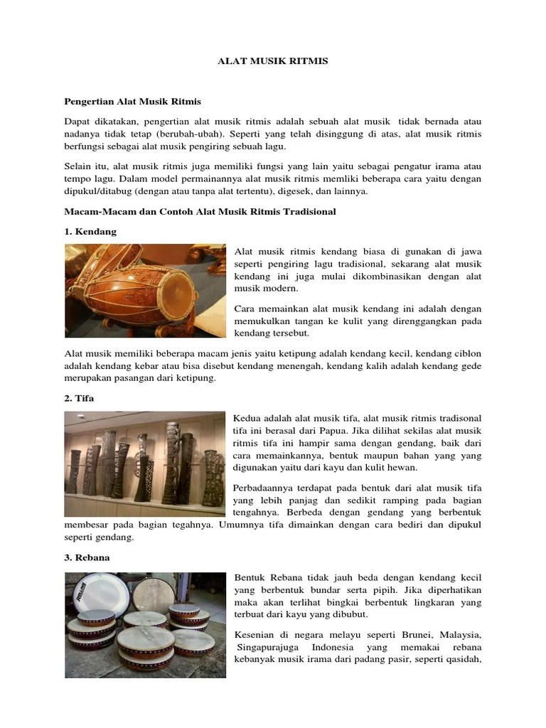 Alat Musik Ritmis, Melodis, Harmonis | PDF