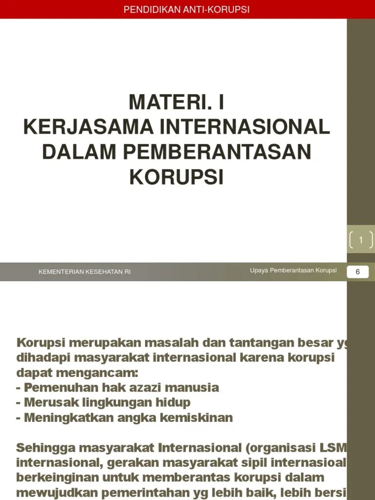Kerjasama Internasional Pemberantasan Korupsi | PDF