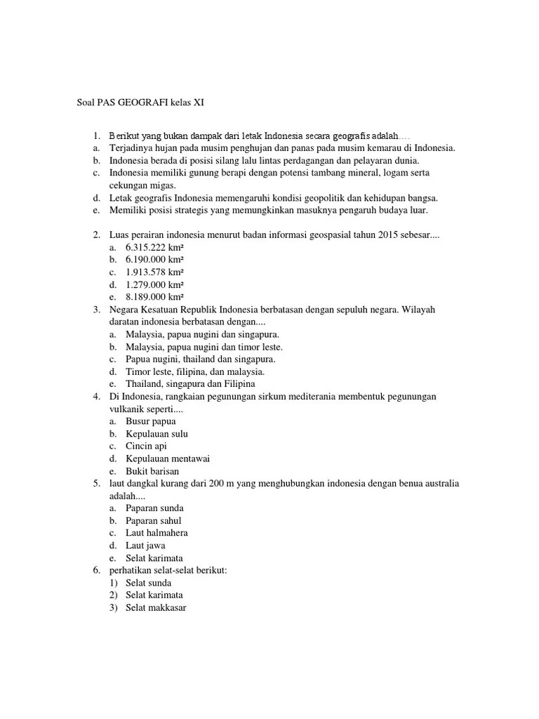 Soal Pas Geografi Kelas Xi | PDF