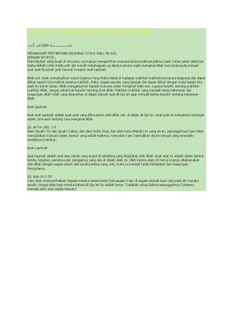 Apa Itu Ayat Qauliyah Dan Ayat Kauniyah | PDF