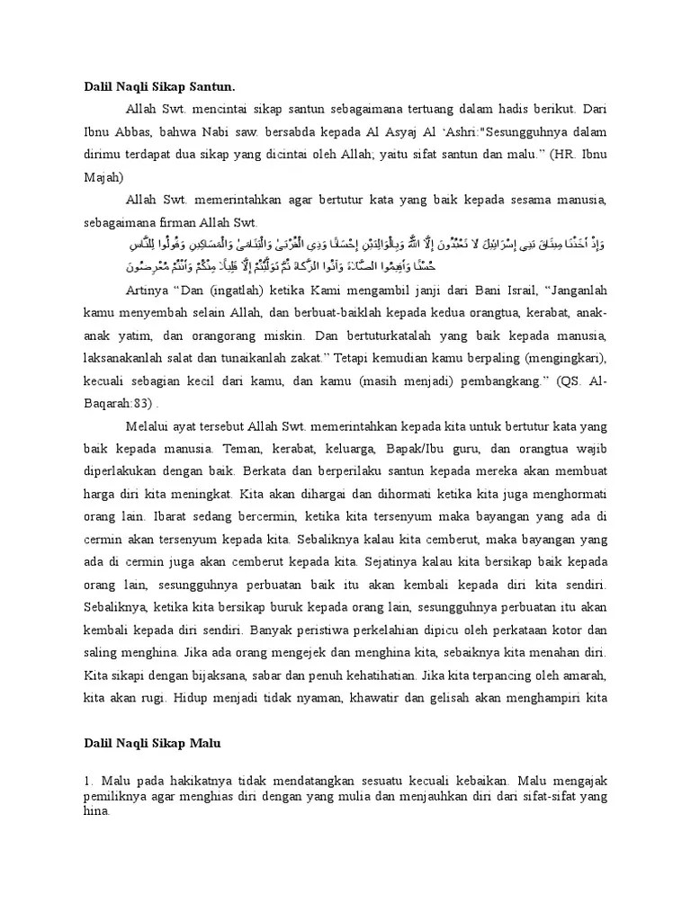 Dalil Naqli Sikap Santun | PDF