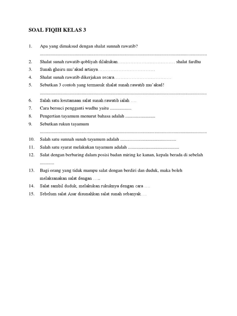 Soal Fiqih Kelas 3 | PDF