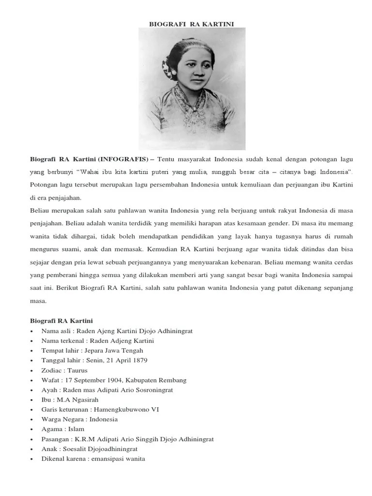 Biografi Pahlawan Wanita Ra Kartini