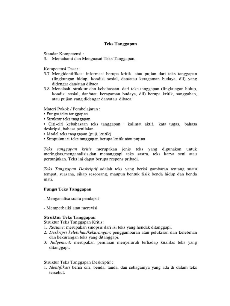 4 Teks Tanggapan | PDF
