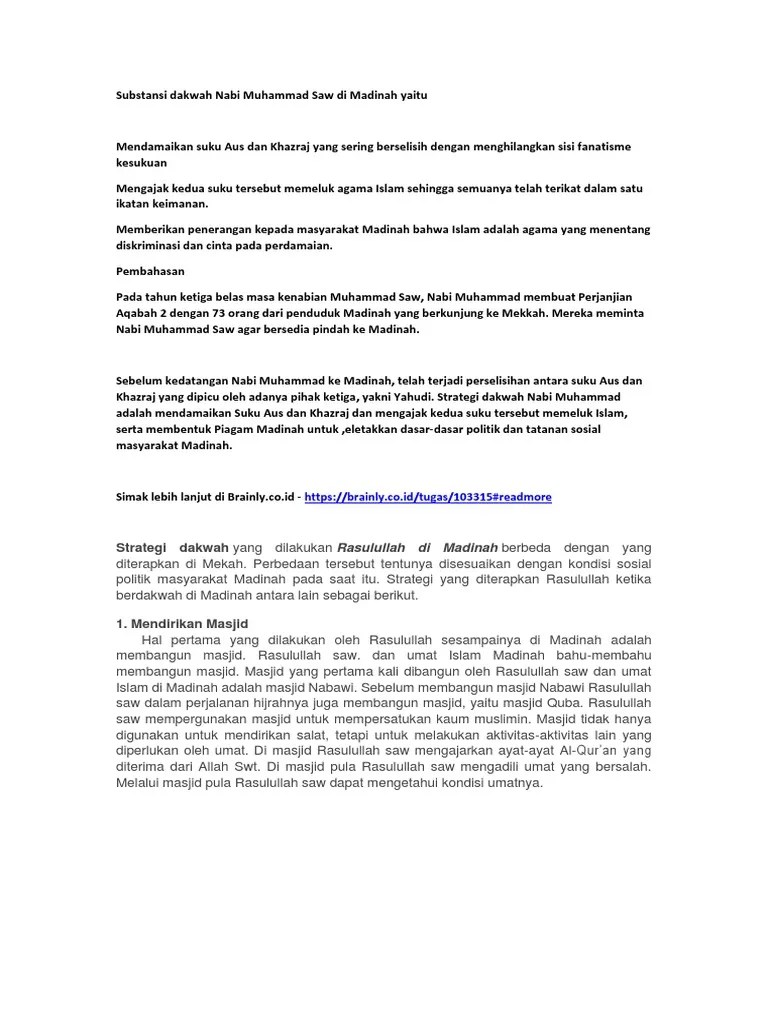 Strategi Dakwah Rasulullah Di Mekah Brainly