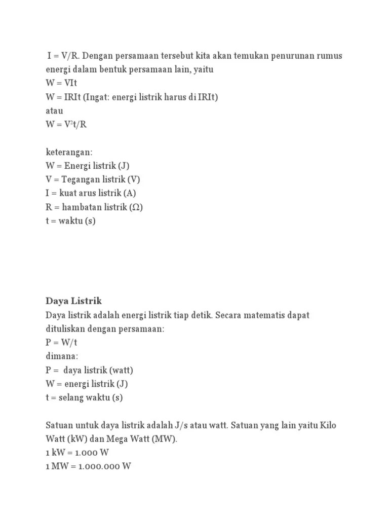 Energi Dan Daya Listrik | PDF