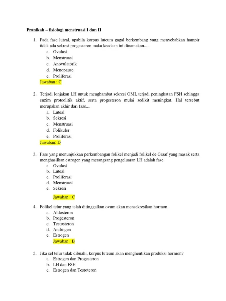 Soal Pranikah Kebidanan 2018 | PDF