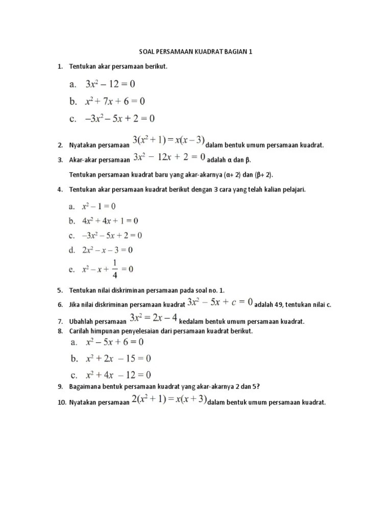 SOAL PERSAMAAN KUADRAT BAGIAN 1.docx
