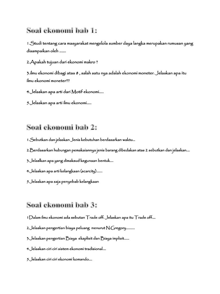 Kumpulan Soal Ekonomi (ROSARI SILALAHI XIPA 1) | PDF