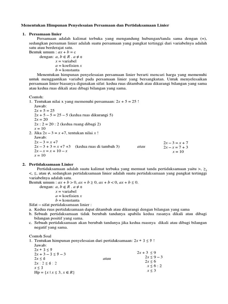 KD 10-1 Persamaan-Linier | PDF