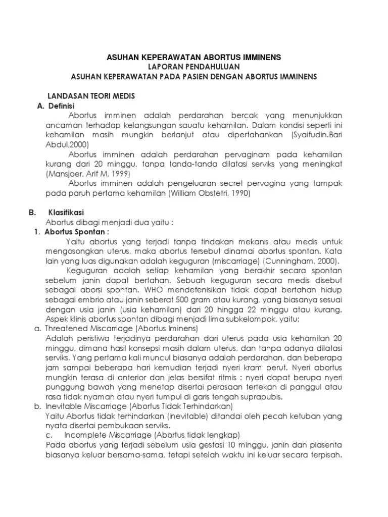 Asuhan Keperawatan Abortus Imminens | PDF
