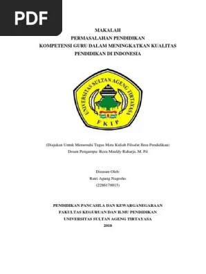Makalah - Kompetensi Guru Dalam Meningkatkan Pendidikan Di Indonesia  (Agung) | PDF