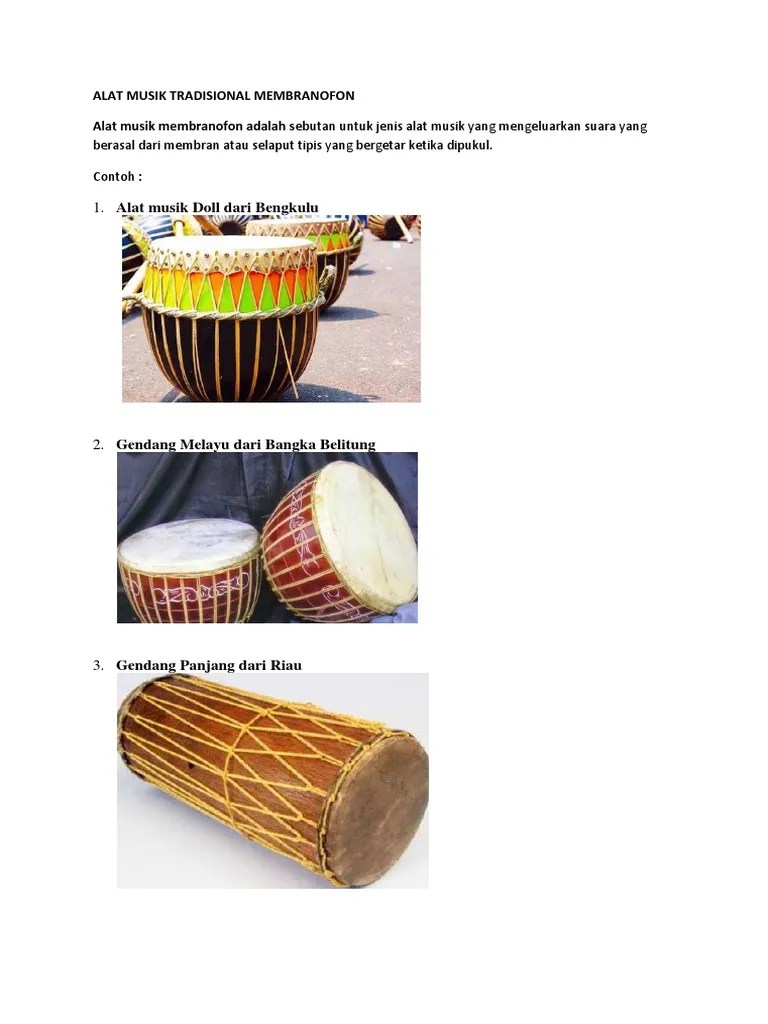 Alat Musik Tradisional Membranofon DLL | PDF