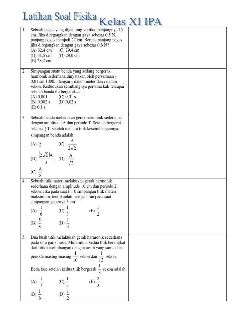 Latihan Fisika Xi Getaran | PDF