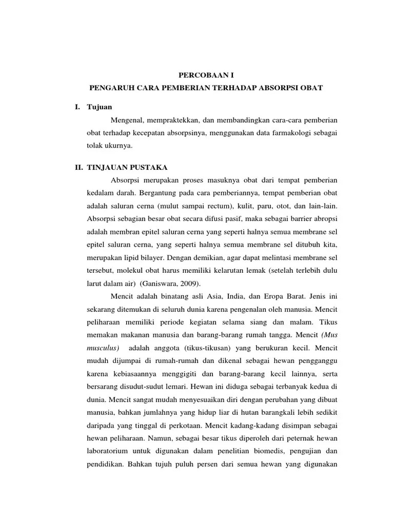 Pengaruh Pmberian Terhadap Absorbsi Obat - Farmakologi Toksikologi I | PDF