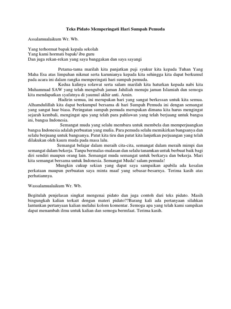 Teks Pidato Memperingati Hari Sumpah Pemuda | PDF