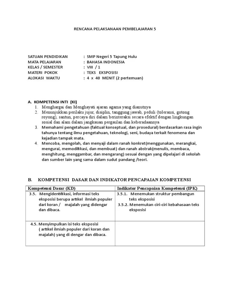 RPP Teks Eksposisi | PDF
