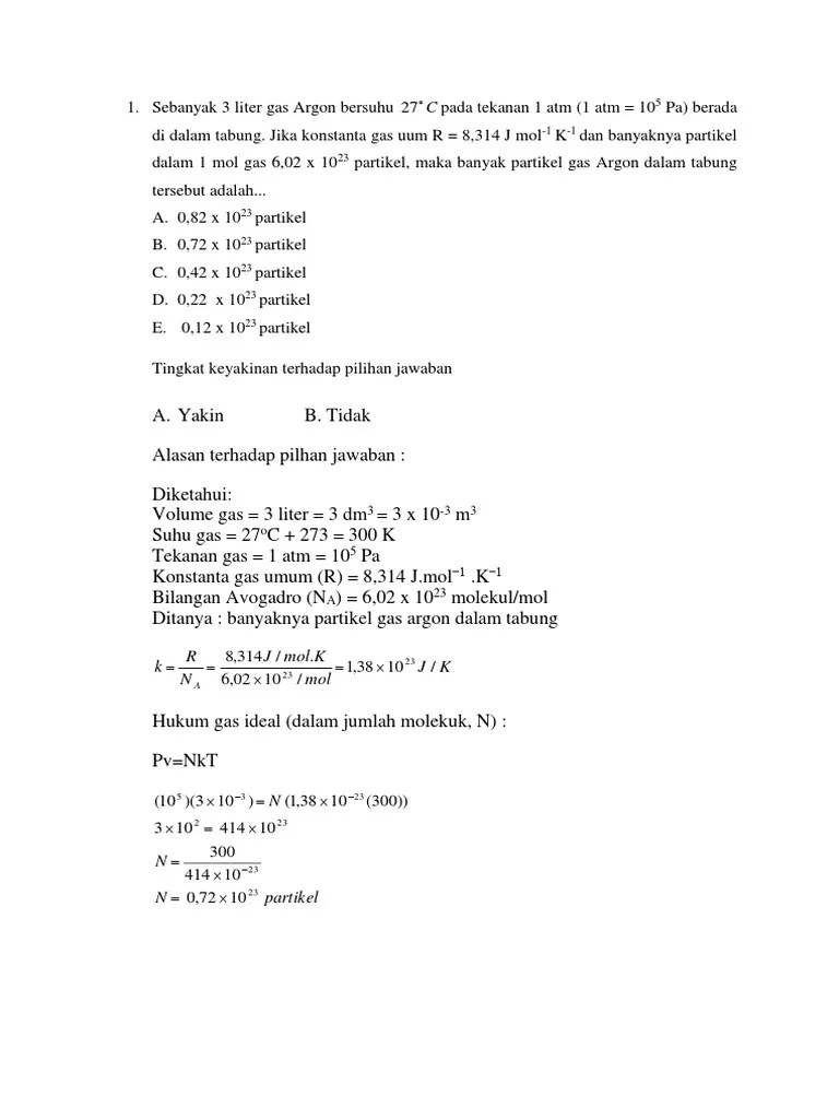 Sebanyak 3 Liter Gas Argon Bersuhu | PDF