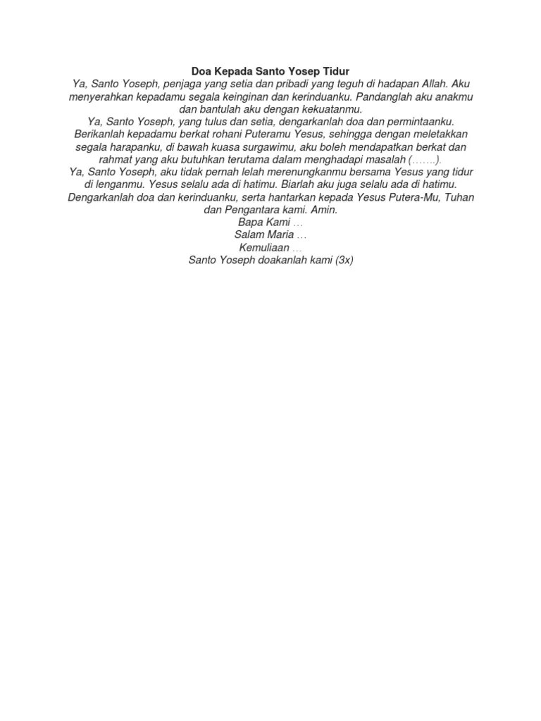 Doa Kepada Santo Yosep Tidur | PDF
