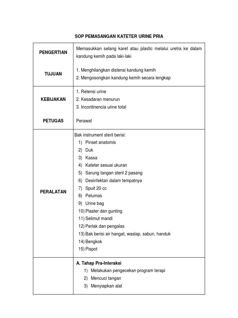 Sop Pemasangan Kateter Urine Pria | PDF
