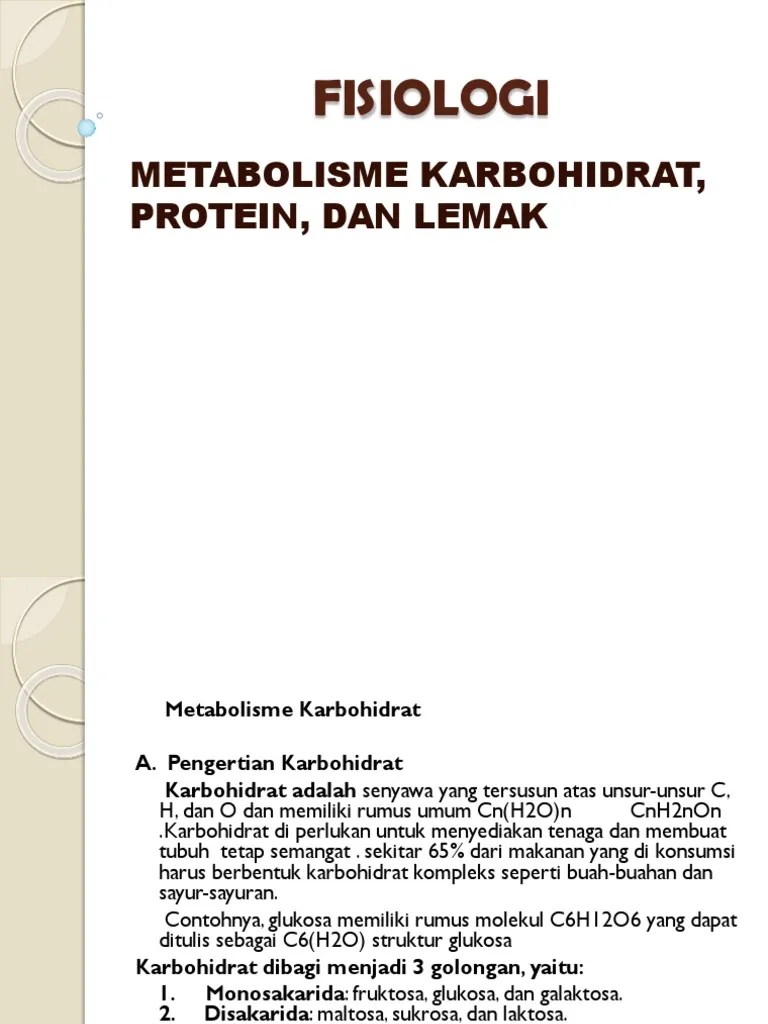 Metabolisme Karbohidrat, Protein Dan Lemak | PDF