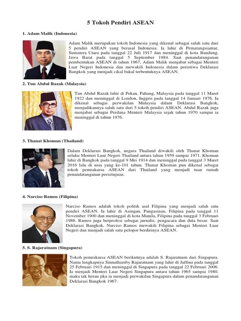 5 Tokoh Pendiri ASEAN | PDF