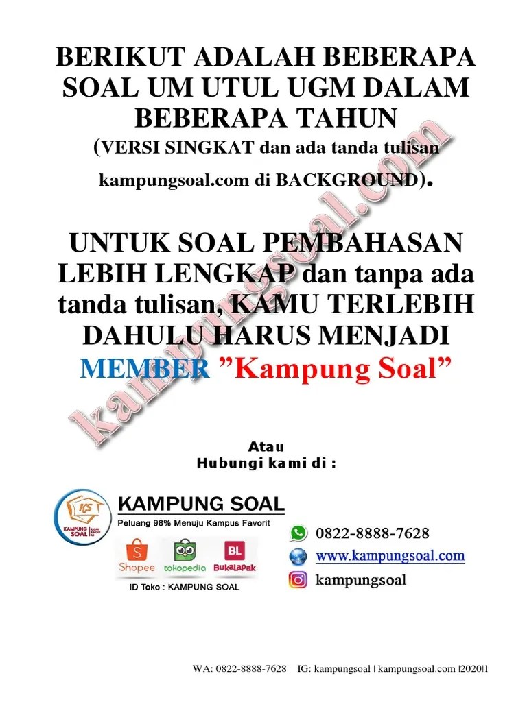 Free Soal Utul UGM Saintek 2009-2020 | PDF