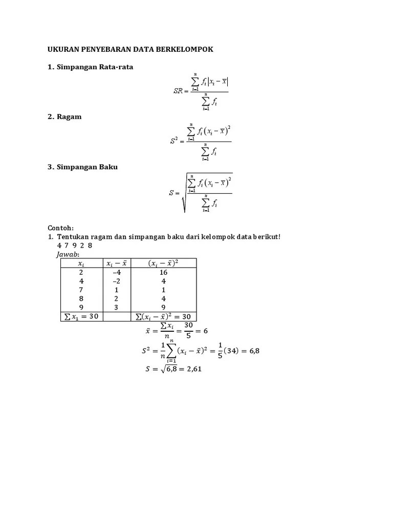 Ukuran Penyebaran Data Berkelompok | PDF