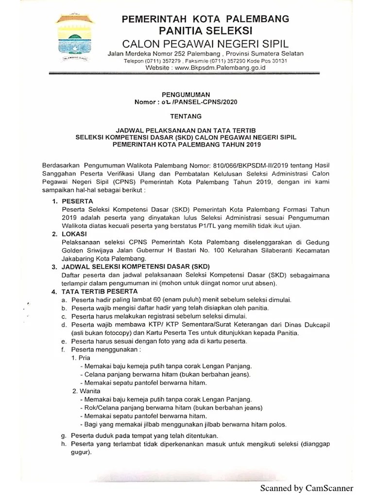 Jadwal Tes SKD Cpns 2019 PDF | PDF