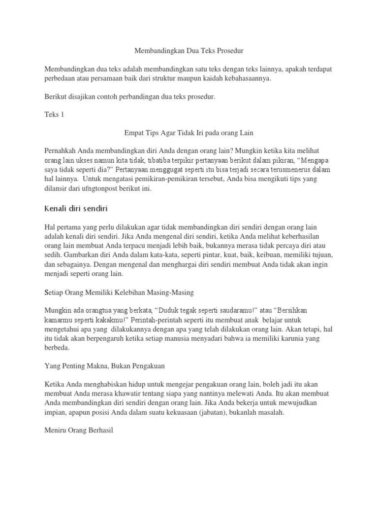 Membandingkan Dua Teks Prosedur | PDF